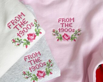 From the 1900s Vintage Cross Stitch Inspired Embroidered Floral