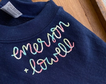 adult sweatshirt x hand embroidered x The Kirjonta x custom
