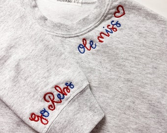 adult sweatshirt x hand embroidered x The Kirjonta x custom