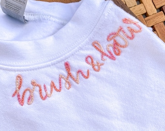 adult sweatshirt x hand embroidered x The Kirjonta x custom