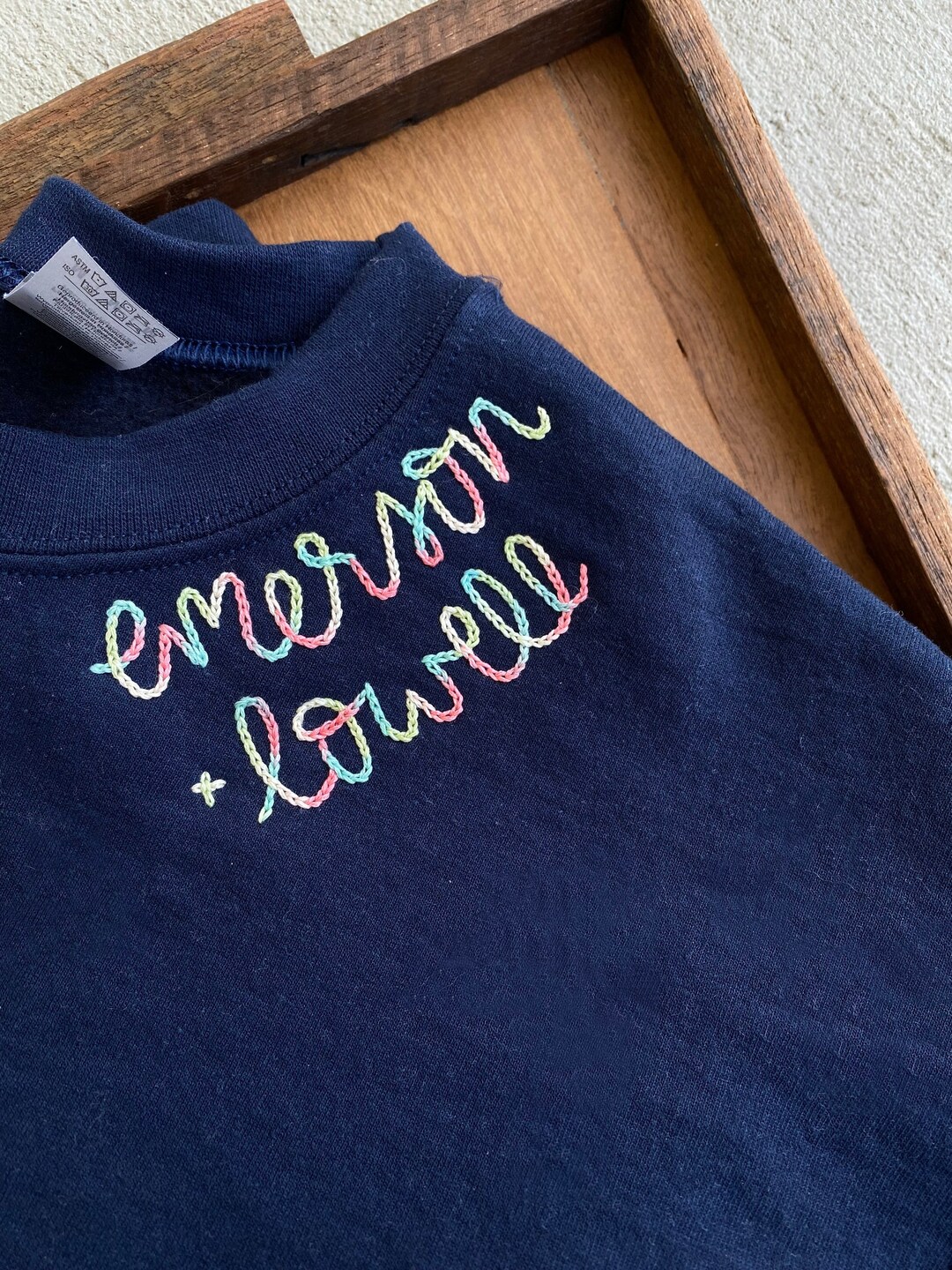 Adult Sweatshirt X Chain Stitch Hand Embroidered X the Adult Sweatshirt X Chain Stitch Hand Embroidered X the