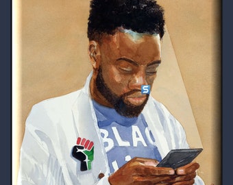 Original Watercolor Painting "Say What?" Black Wood Framed "16x20"  Image Size by Raymond Horner Jr.  Original Created 2019