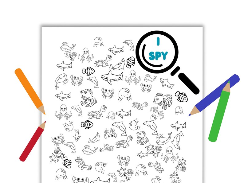 I Spy Under the Sea Coloring Page – Printable Ocean Activity for Kids ...