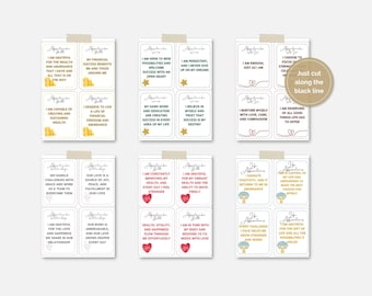 Printable Affirmation Cards Bundle - 6 Themed Sets with 12 Positive Affirmations Per Theme