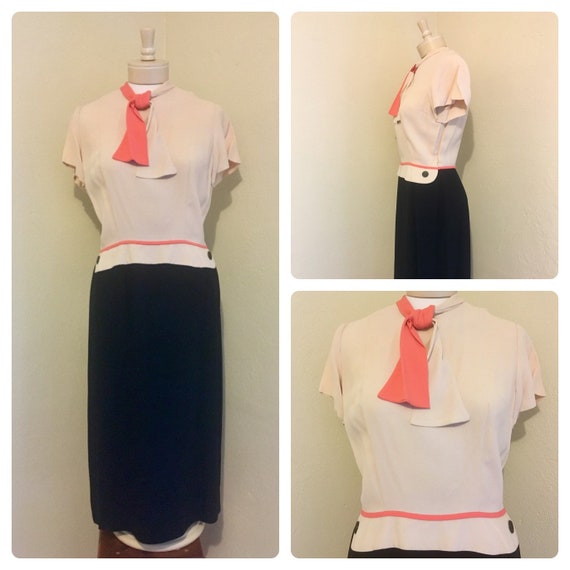 1940’s RARE Vintage Lt Pink Blush, Coral, Black Co