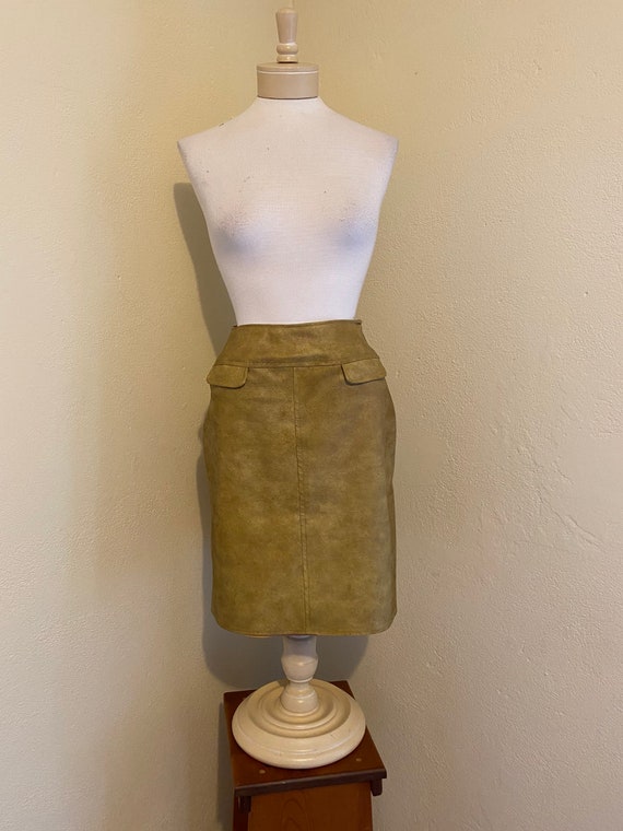 VTG 60s Juniorite NYC Yellow Brown Faux Leather M… - image 2