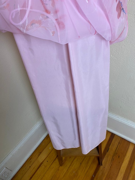 Vintage 70s Rose Pink Maxi Dress Puff Sleeve Chif… - image 9
