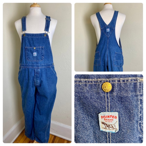 Vintage Pointer Brand Overall Bibs Mens 40X29 Blue De… Gem
