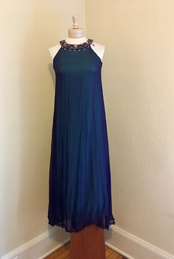 50's 60's STUNNING Indigo Purple & Aqua Overlay B… - image 3