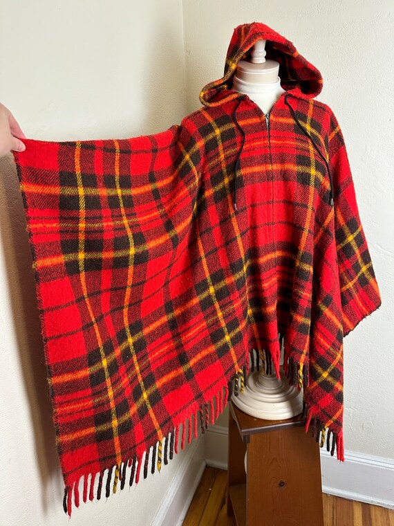 Vintage 1960s 1970s Mod Red Yellow Black Tartan W… - image 3