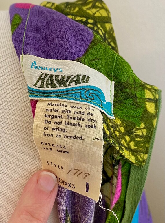 Vintage 1960s Penneys Pennys Mod Bark Cloth Hawai… - image 9