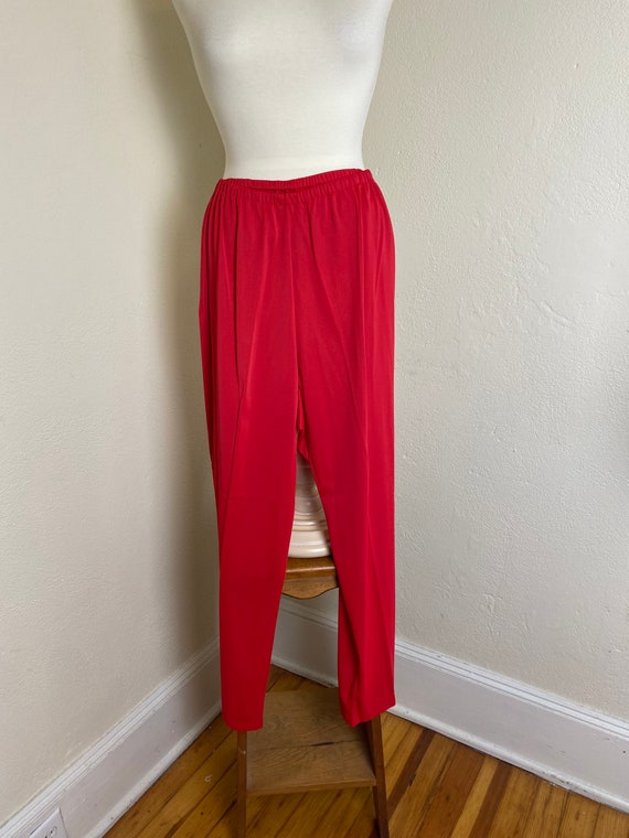 Vintage 60s 70s Shadow Line Red Pajama Set w Robe… - image 9