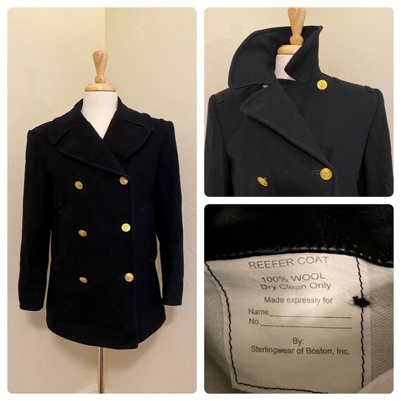 Vintage 1940s WW2 USN 6 Button Pea Coat US Navy Co