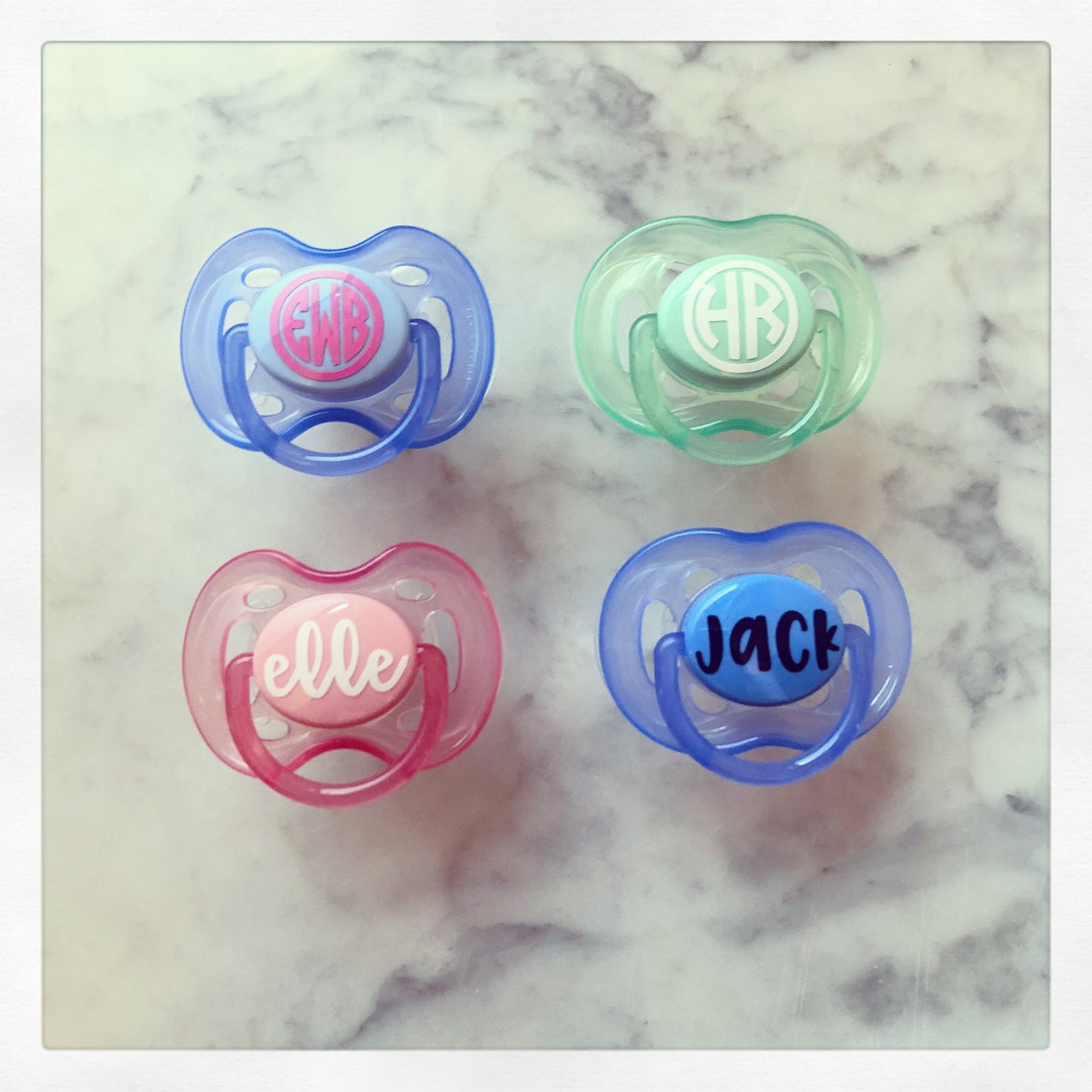 Monogram Pacifier Decals only NO PACIFIERS included Circle Etsy
