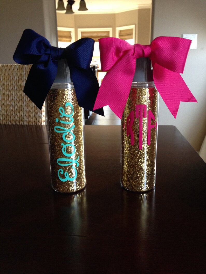 Personalized 18oz Loop Water Bottle Gold Glitter image 2