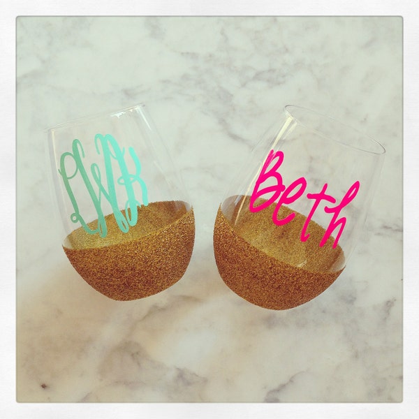 Personalizado sin pie 18oz brillo vidrio inferior vino {oro}