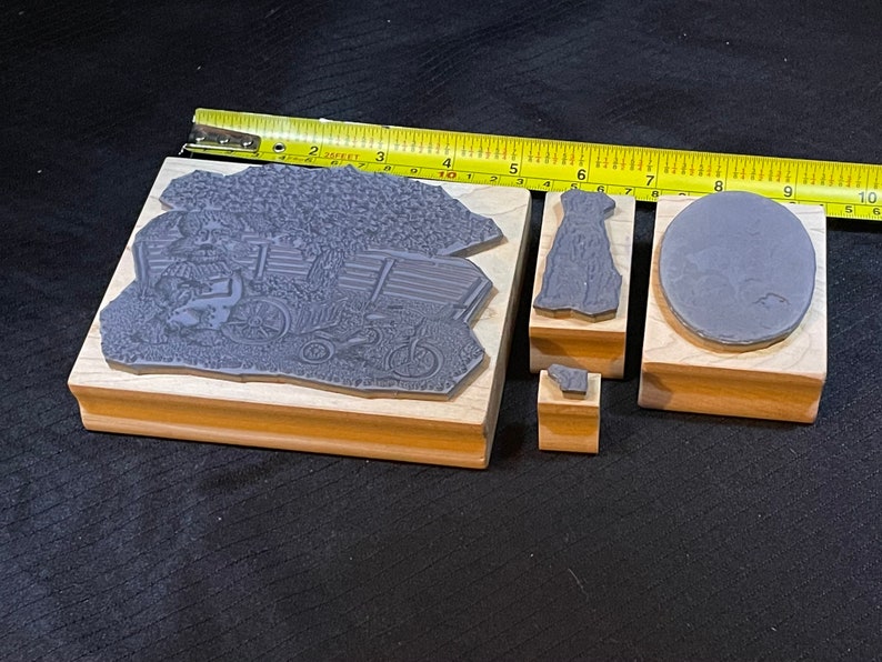 lot of 5 stamps stamps wood with rubber dog theme scrapbooking crafts party