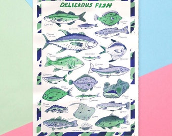 A3 Risograph Delicious Fish Print