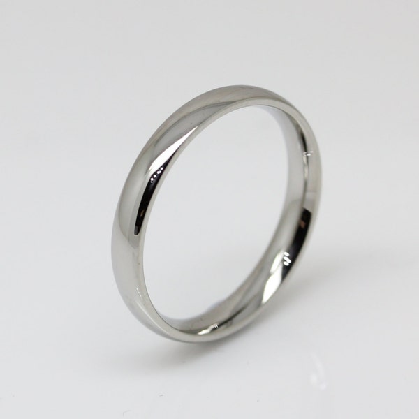 3mm Surgical Steel Comfort Fit / Court Shape Plain band Wedding Ring