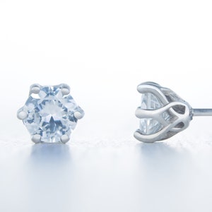 European Cut Man Made Diamond Simulant stud earrings, available in titanium, white gold and surgical steel 4mm, 5mm or 6mm sizes
