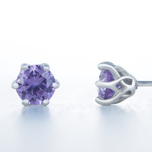 Lab Alexandrite stud earrings, available in titanium, white gold and surgical steel 4mm, 5mm or 6mm sizes