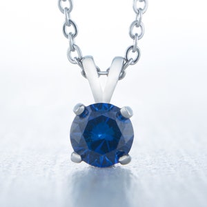 Royal blue sapphire pendant necklace - Available in white gold or titanium
