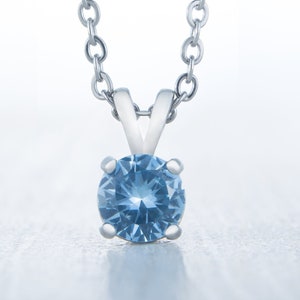 Natural Aquamarine Pendant Necklace - Available in titanium - 4mm, 5mm, 6mm 7mm sizes