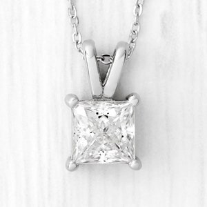 Genuine moissanite Princess cut titanium pendant necklace 5mm, 6mm, 7mm sizes and chain included