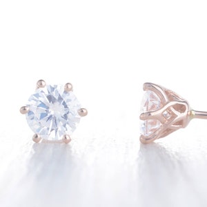 Solid 9K Gold Moissanite stud earrings, Yellow, Rose, White gold, 4mm & 5mm sizes