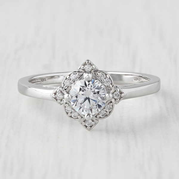 Man made Diamond solitaire ring available in Sterling Silver or white gold Filled - engagement ring