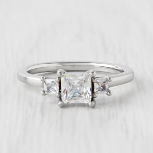 Princess Cut Simulated Diamond 3 Stone Trilogy Ring in White Gold ...