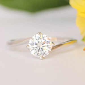 1.25ct Moissanite ring in Solid 950 Platinum - cathedral setting engagement ring