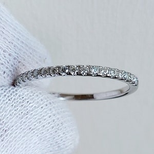 1.8mm wide Moissanite Half Eternity ring in Titanium, white gold or Silver stacking ring wedding band handmade engagement ring zdjęcie 1