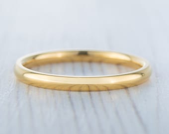 2mm filled 18ct Yellow gold Plain Wedding band Ring - gold ring