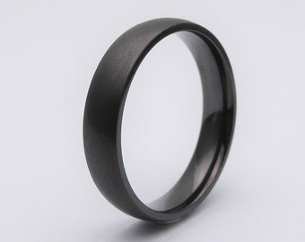 5mm Black Zirconium with matte brushed finish - wedding ring band for men and women