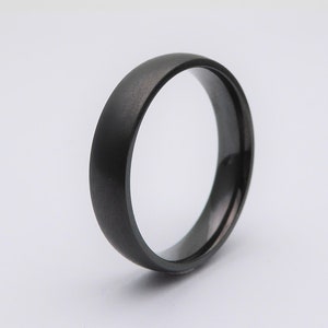 5mm Black Zirconium with matte brushed finish - wedding ring band for men and women