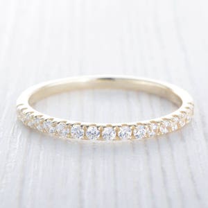 Solid Gold & Moissanite 1.8mm wide Half Eternity ring - stacking ring - wedding band - handmade engagement ring