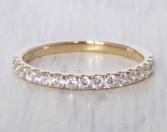 Bague demi-éternité en diamant naturel de 2 mm de large disponible en argent, or ou platine - bague de fiançailles faite main
