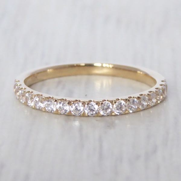 Natural Diamond 2mm wide Half Eternity ring available in Silver, gold or platinum - handmade engagement ring