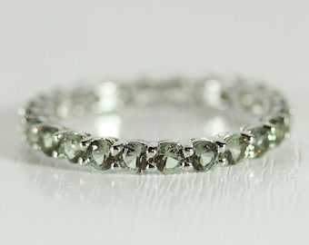 Green sapphire 2.5mm wide full Eternity ring - stacking ring - wedding band available in gold and platinum