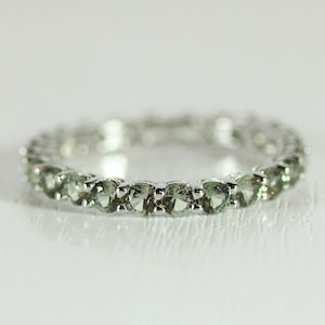 Green sapphire 2.5mm wide full Eternity ring - stacking ring - wedding band available in gold and platinum