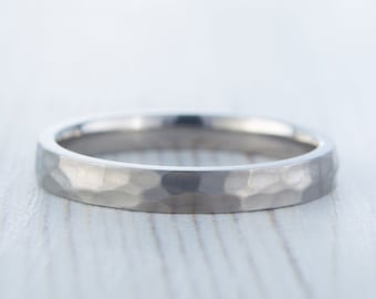 3mm Hammered finish Titanium Wedding ring band for men and women