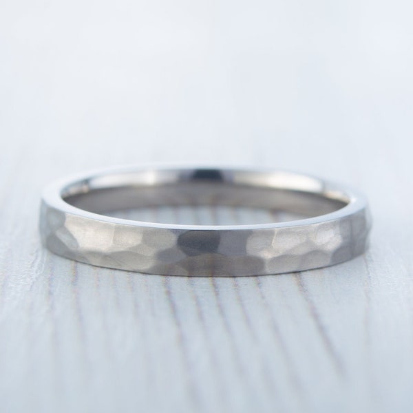 3mm Hammered finish Titanium Wedding ring band for men and women