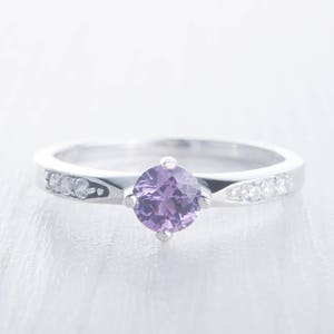 Alexandrite Solitaire engagement ring - available in sterling silver or white gold filled - handmade engagement ring - wedding ring