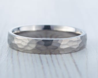 4mm Hammered finish Titanium Wedding ring band for men and women