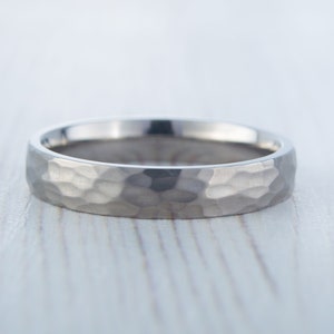 4mm Hammered finish Titanium Wedding ring band for men and women