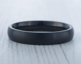 4mm Black Zirconium with matte brushed finish - wedding ring band for men and women