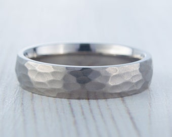 5mm Hammered finish Titanium Wedding ring band for men and women