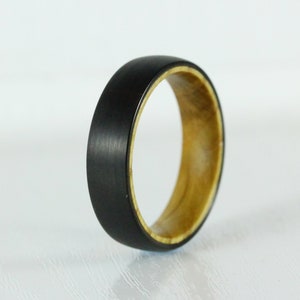 6mm Titanium & Whiskey barrel wood Wedding ring band for men and women