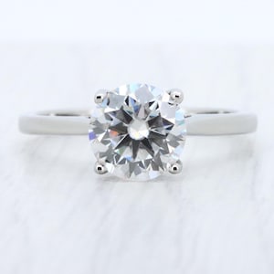 Certified 2ct Genuine Moissanite cathedral solitaire ring in Titanium or White Gold - engagement ring - wedding ring - handmade ring